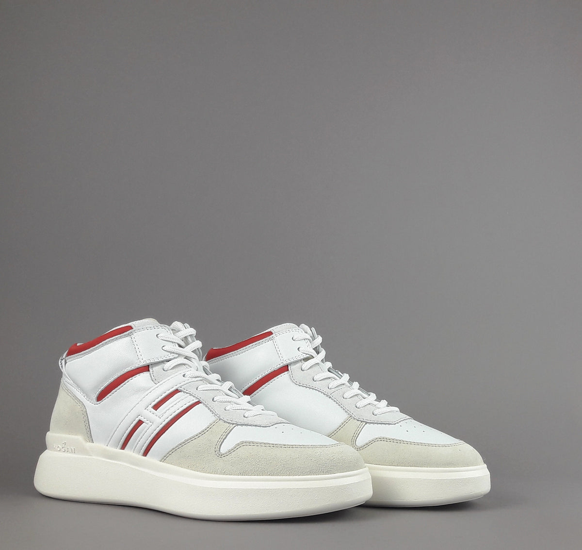 Hogan Sneakers High Top H580 Uomo Camoscio Pelle Bianco H Lunga