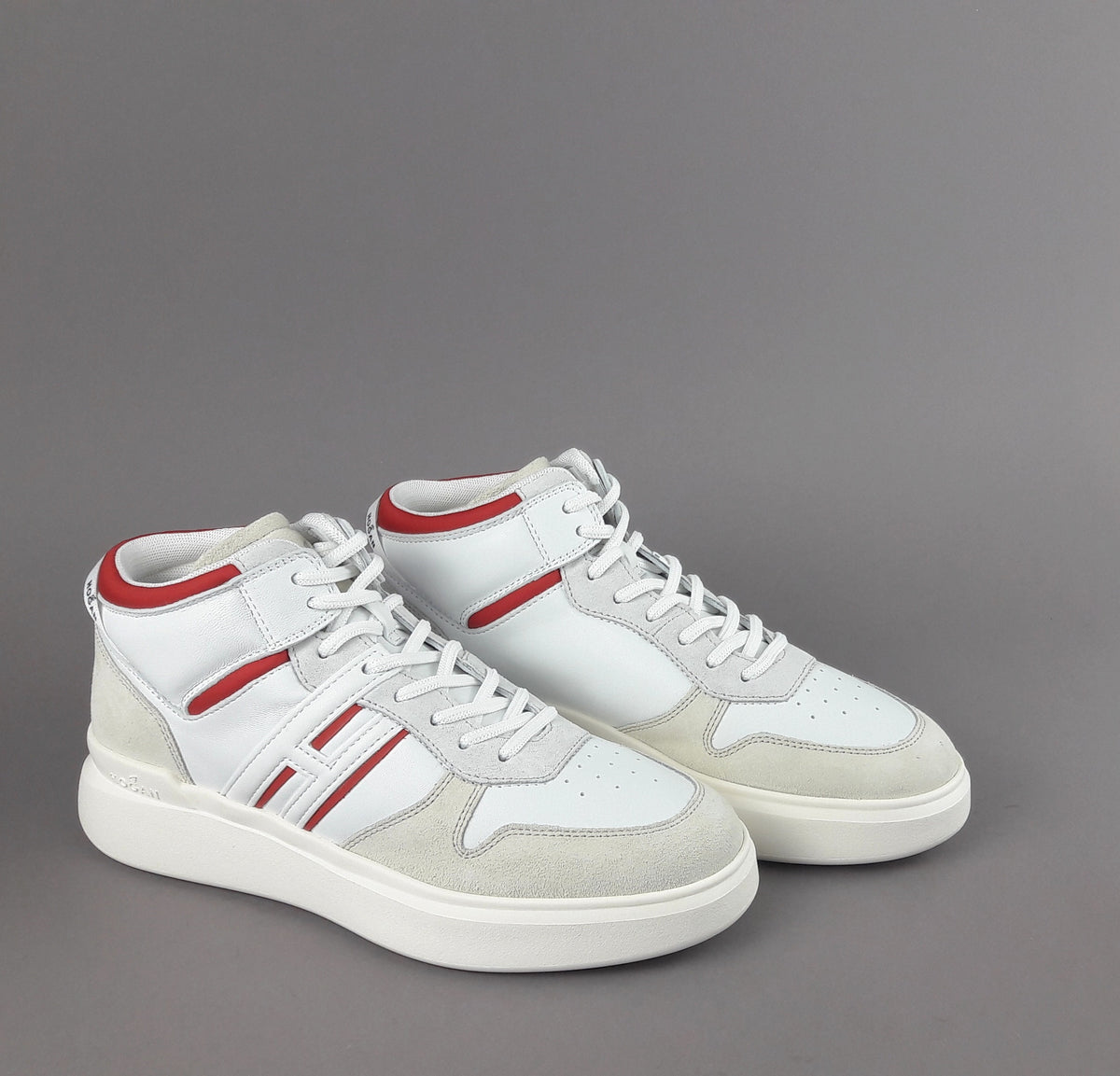 Hogan Sneakers High Top H580 Uomo Camoscio Pelle Bianco H Lunga