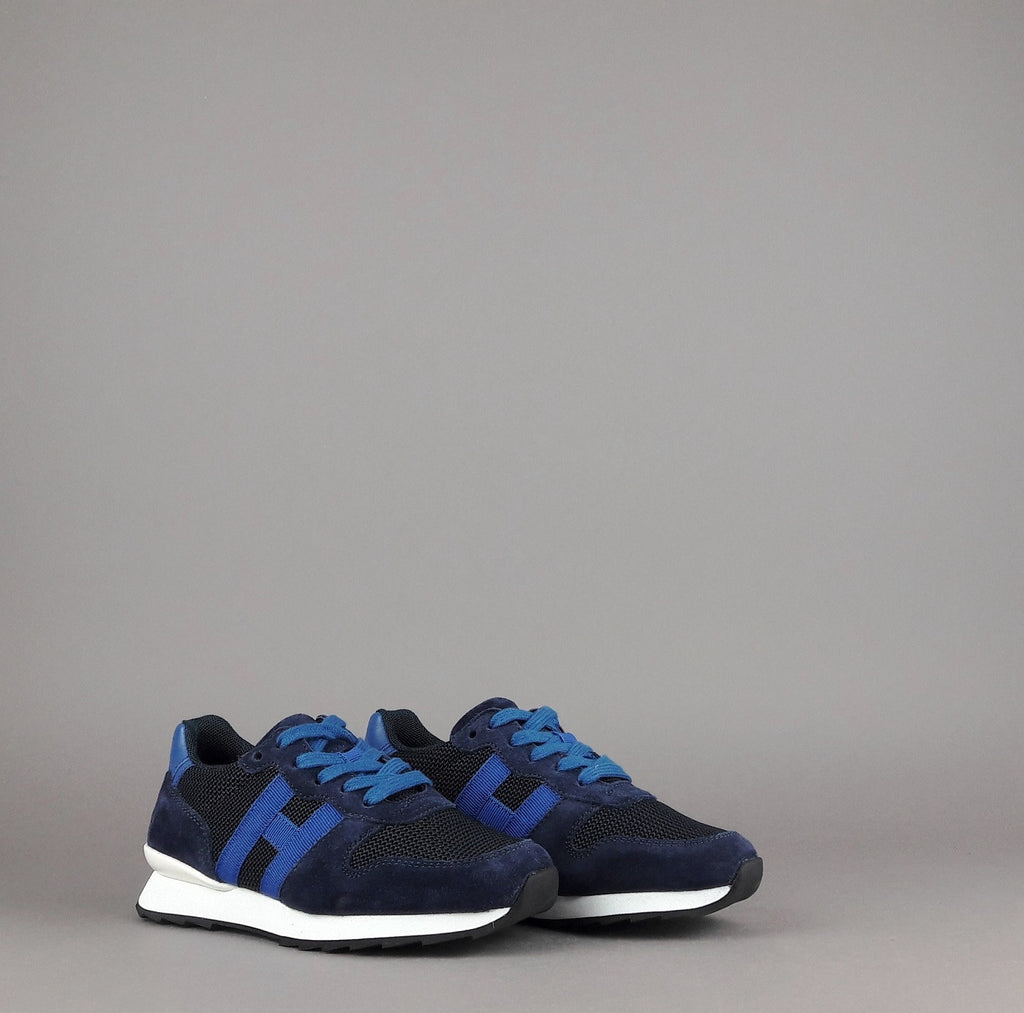 Hogan Sneakers J484 Junior Camoscio Tela Blu Scuro H Tessuto