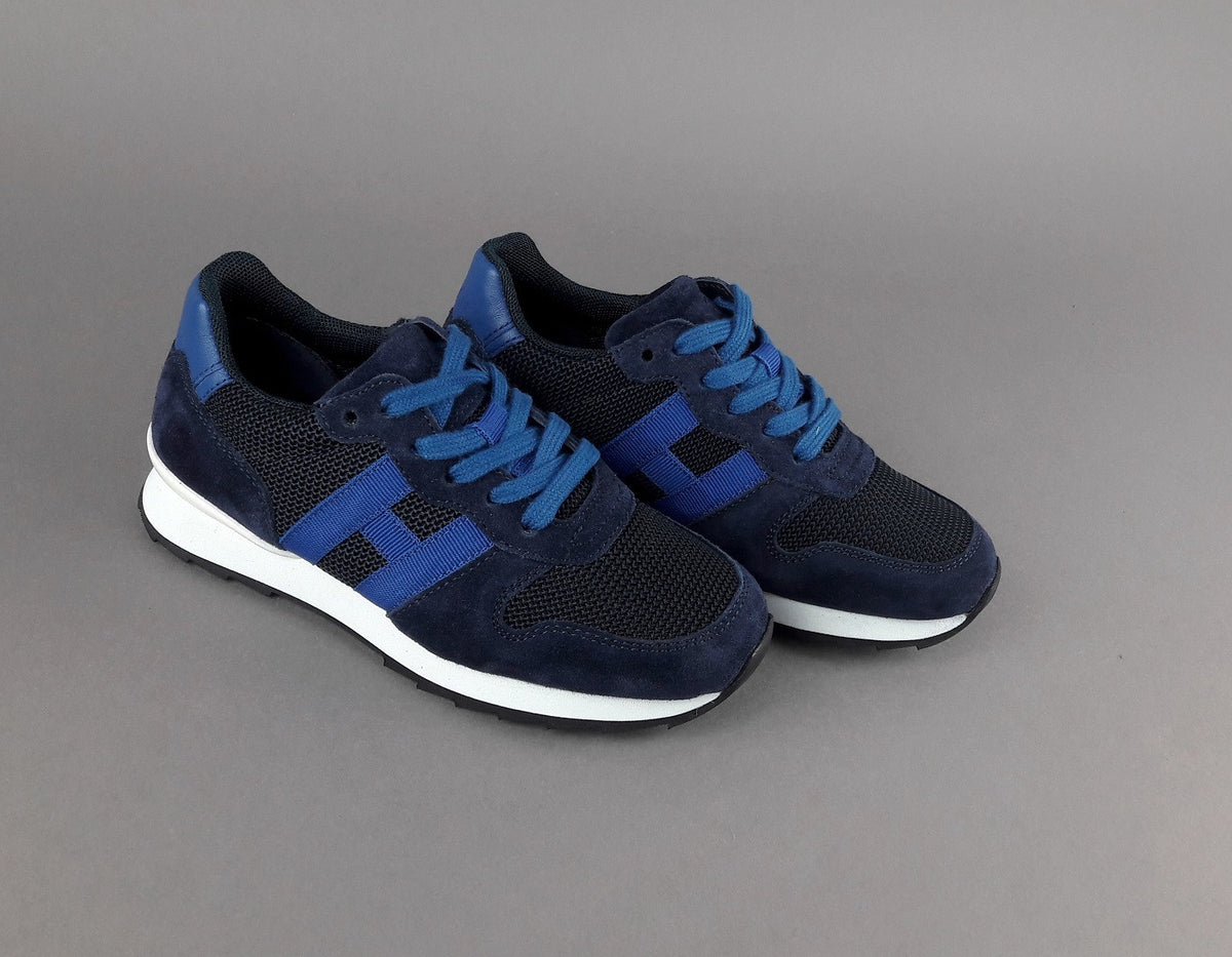 Hogan Sneakers J484 Junior Camoscio Tela Blu Scuro H Tessuto