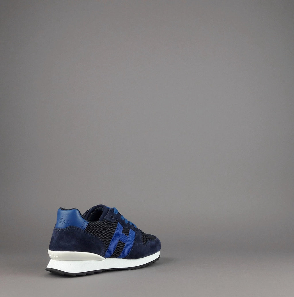 Hogan Sneakers J484 Junior Camoscio Tela Blu Scuro H Tessuto