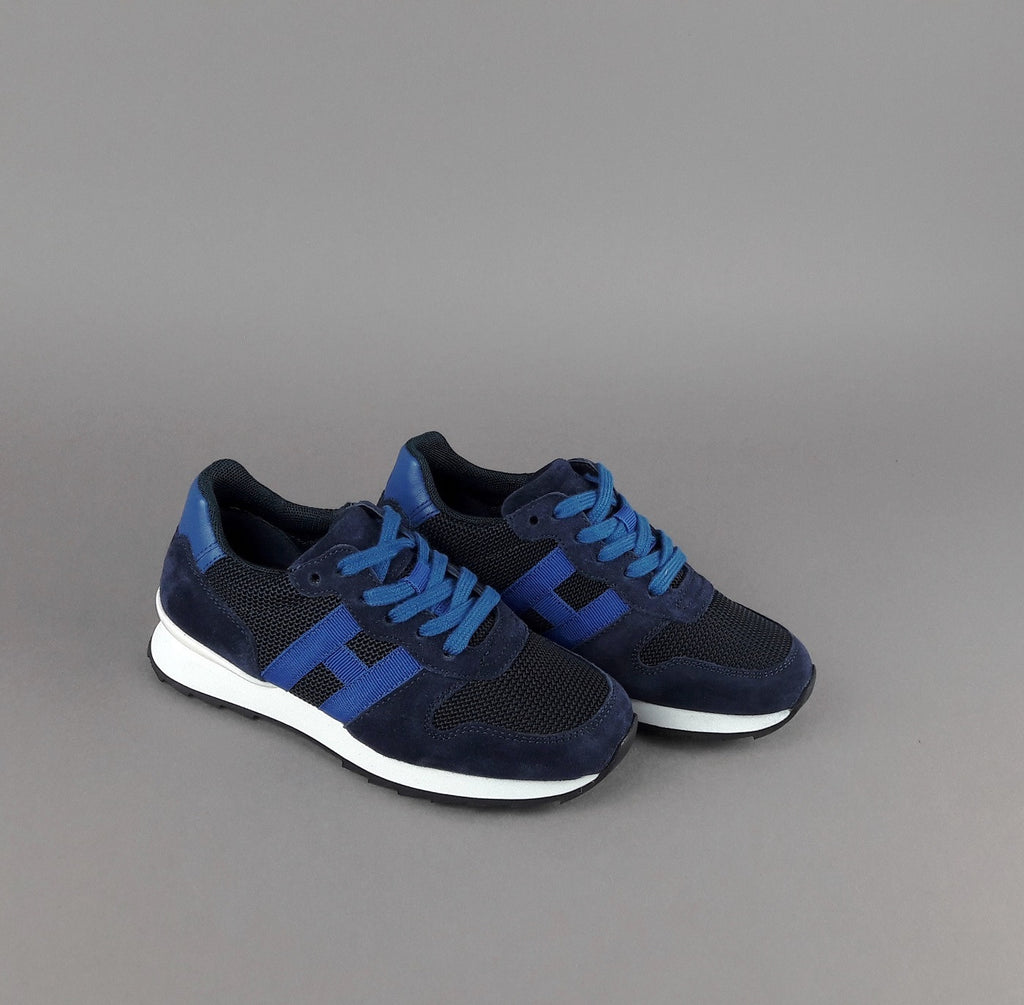 Hogan Sneakers J484 Junior Camoscio Tela Blu Scuro H Tessuto