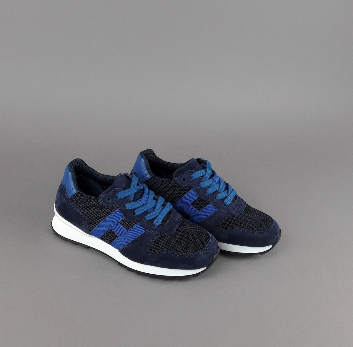 Hogan Sneakers J484 Junior Camoscio Tela Blu Scuro H Tessuto