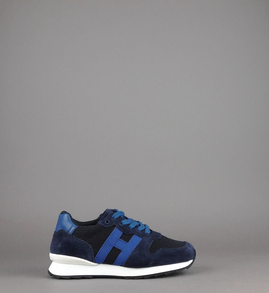 Hogan Sneakers J484 Junior Camoscio Tela Blu Scuro H Tessuto