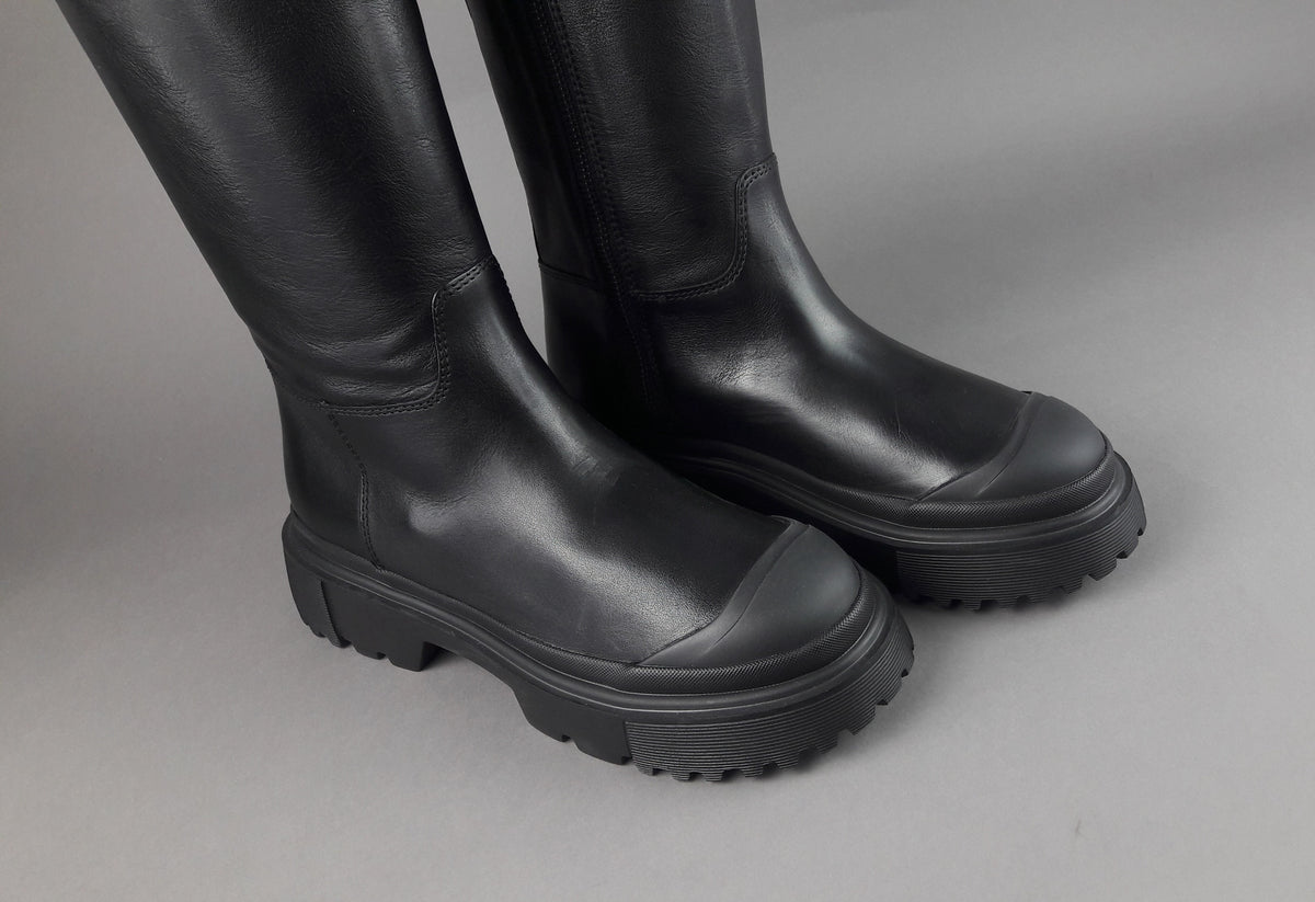 Hogan Stivale Donna H619 Pelle Nero H Logo