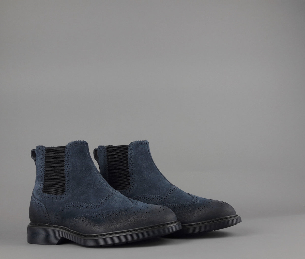 Hogan Stivaletto Chelsea H576 Uomo Camoscio Vintage Blu Scuro