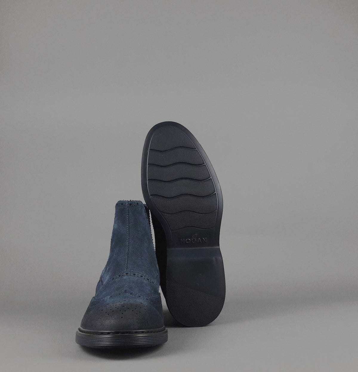 Hogan Stivaletto Chelsea H576 Uomo Camoscio Vintage Blu Scuro