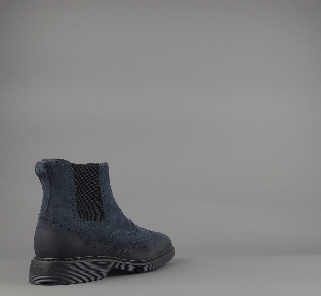 Hogan Stivaletto Chelsea H576 Uomo Camoscio Vintage Blu Scuro