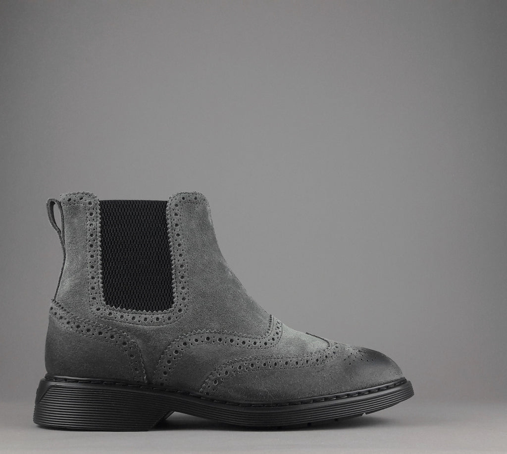 Hogan Stivaletto Chelsea H576 Uomo Camoscio Vintage Grigio Scuro