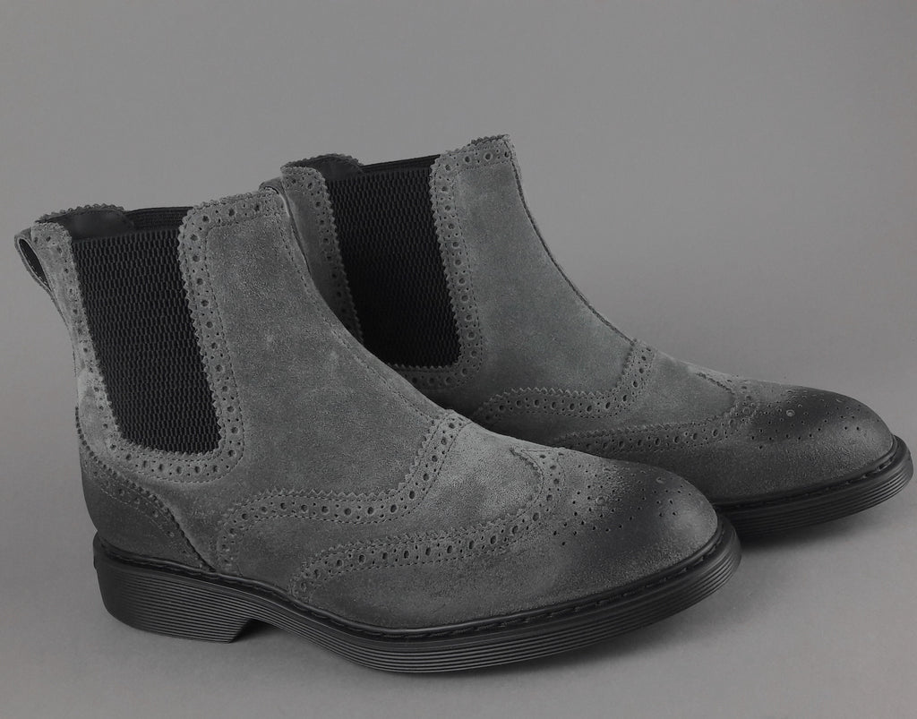 Hogan Stivaletto Chelsea H576 Uomo Camoscio Vintage Grigio Scuro