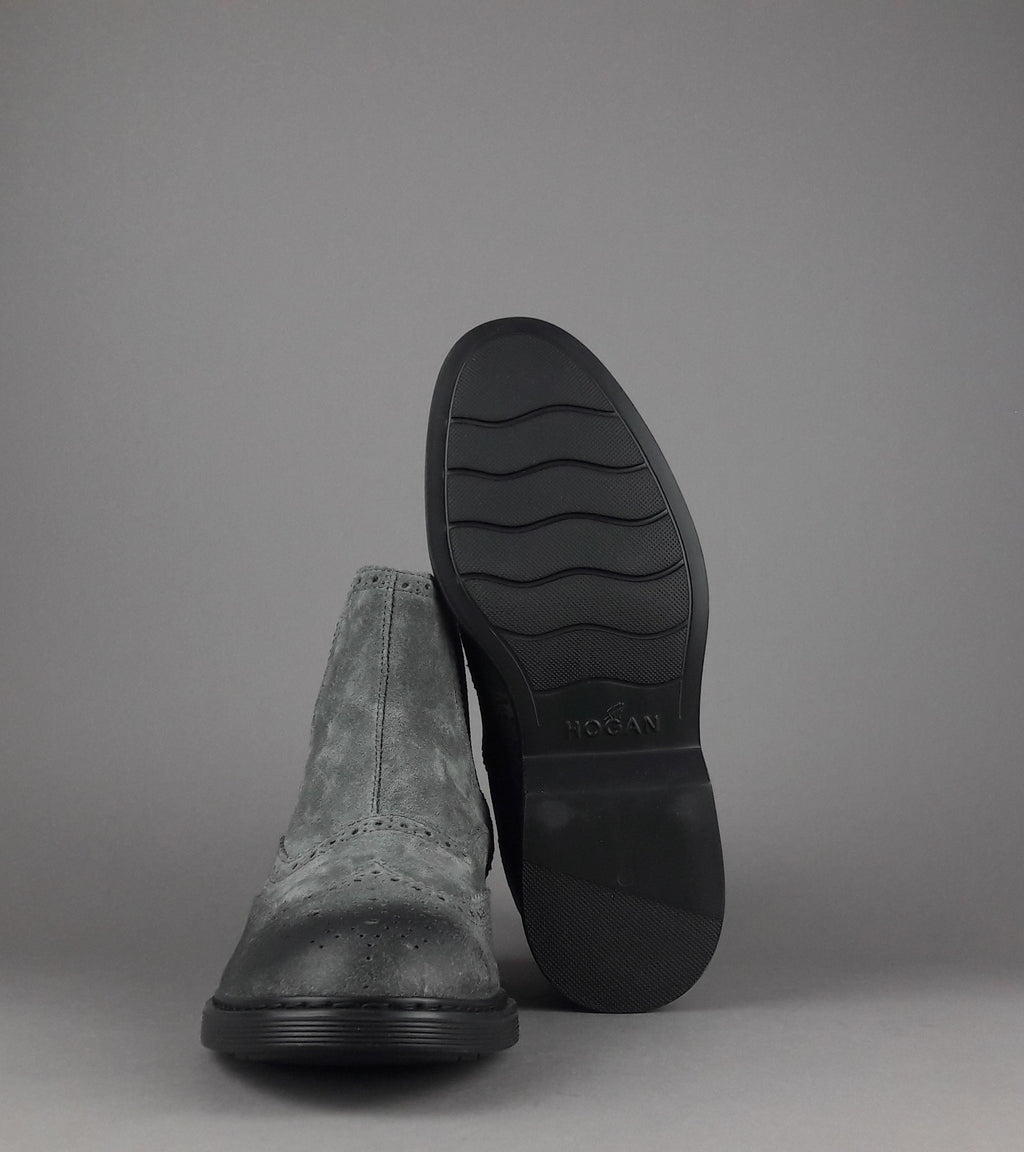 Hogan Stivaletto Chelsea H576 Uomo Camoscio Vintage Grigio Scuro