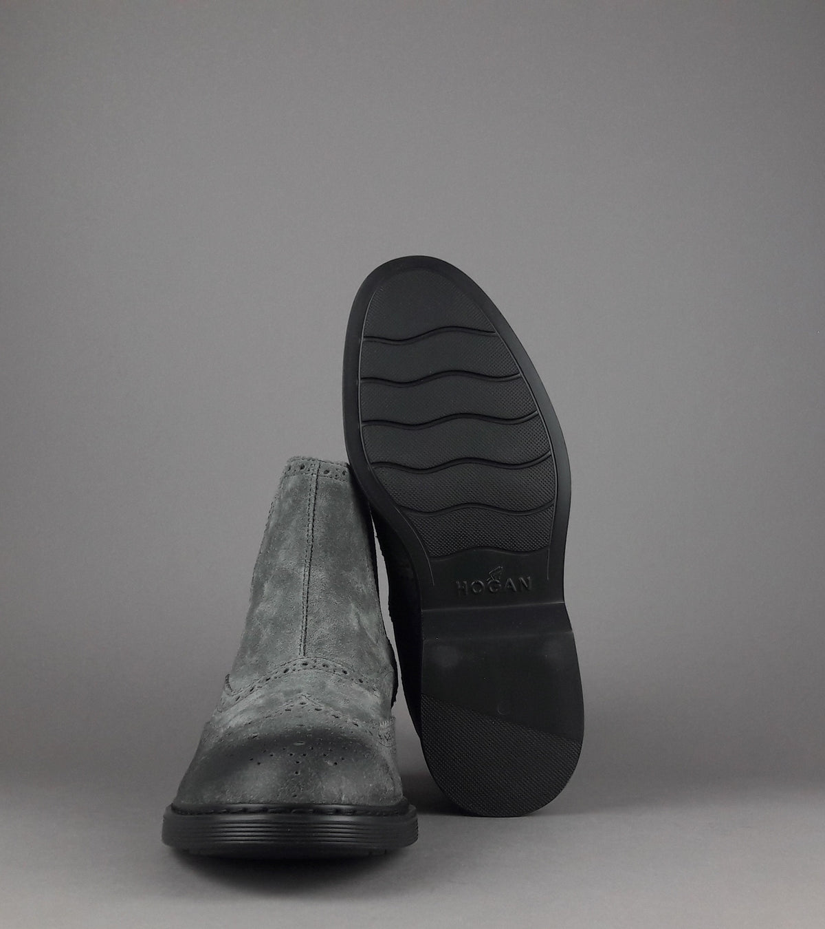 Hogan Stivaletto Chelsea H576 Uomo Camoscio Vintage Grigio Scuro