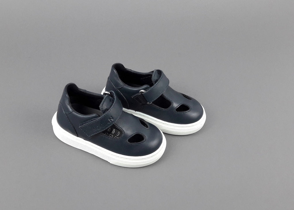 Hogan Scarpetta Bucata H365 Junior Baby Pelle Blu Scuro
