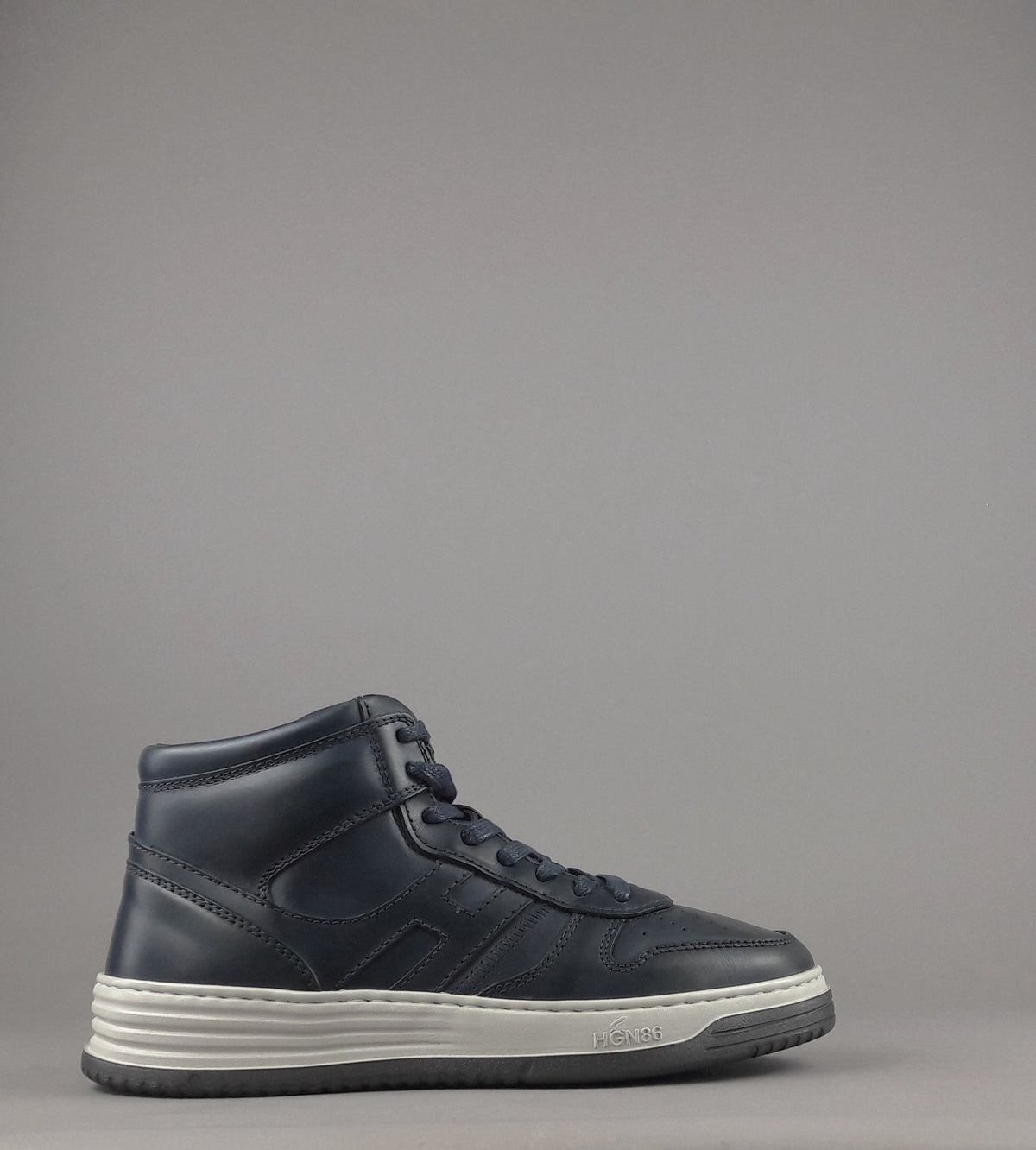 Hogan Sneakers Basket Uomo H630 Pelle Blu Scuro H Lunga