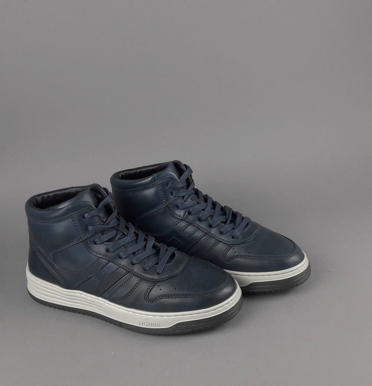 Hogan Sneakers Basket Uomo H630 Pelle Blu Scuro H Lunga