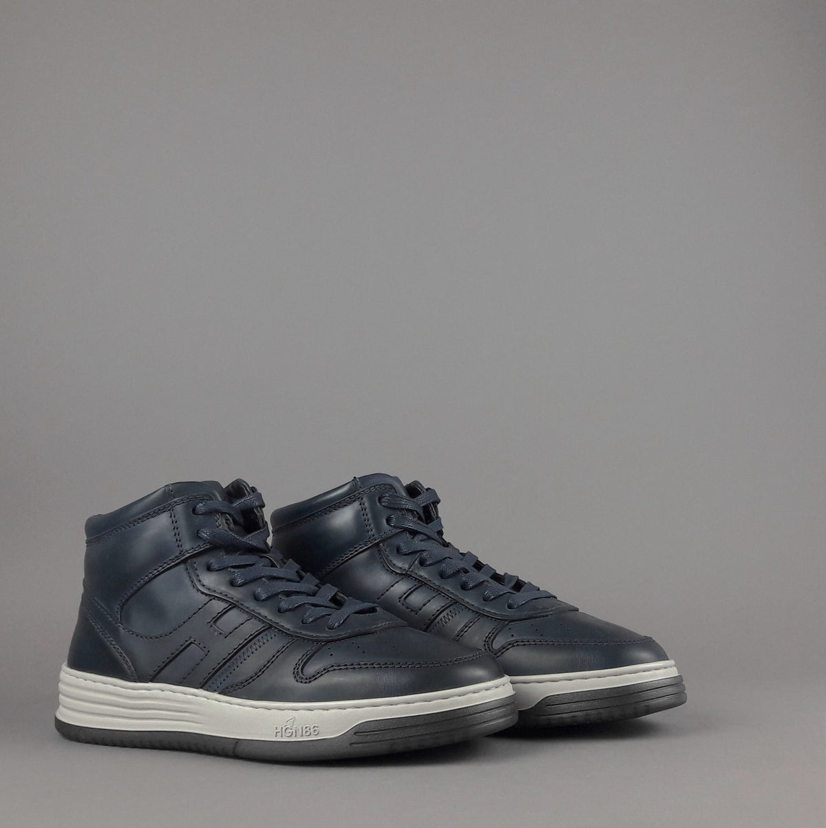 Hogan Sneakers Basket Uomo H630 Pelle Blu Scuro H Lunga