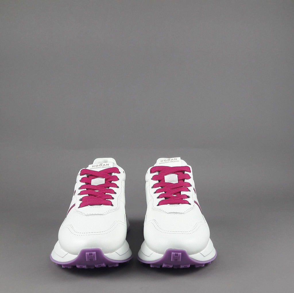 Hogan Sneakers Donna H641 Pelle Nappa Bianco H Profilo Fuxia