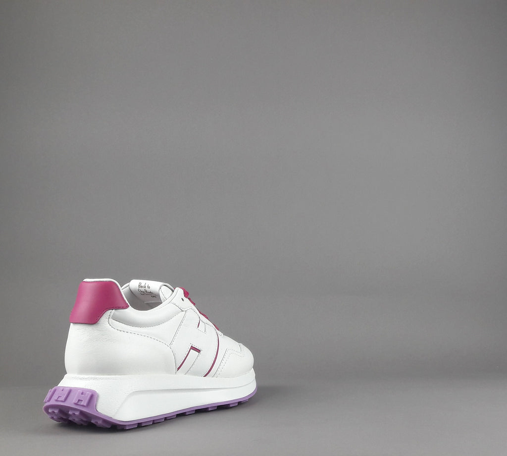 Hogan Sneakers Donna H641 Pelle Nappa Bianco H Profilo Fuxia