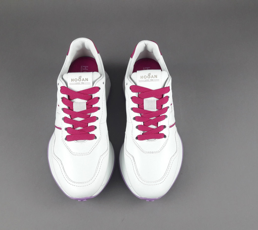 Hogan Sneakers Donna H641 Pelle Nappa Bianco H Profilo Fuxia