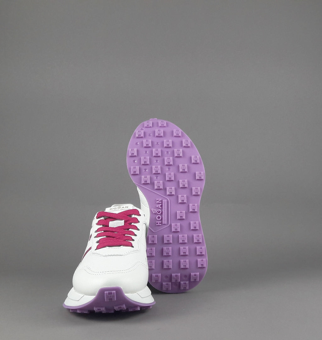 Hogan Sneakers Donna H641 Pelle Nappa Bianco H Profilo Fuxia