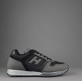 Hogan Sneakers H321 Uomo Pelle Gommata Tela Grigio Scuro Nero H Flock