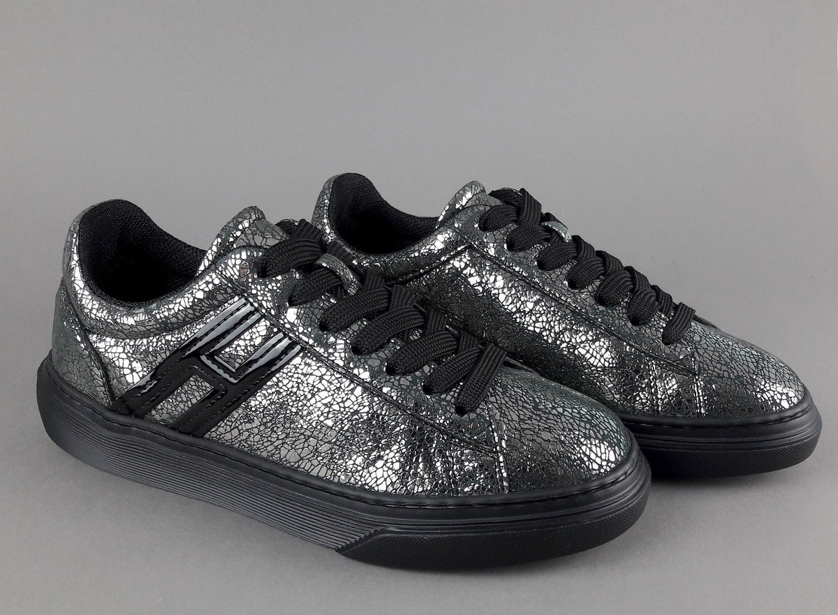 Hogan Sneakers H365 Donna Pelle Craquelé Piombo Argento H Canaletto