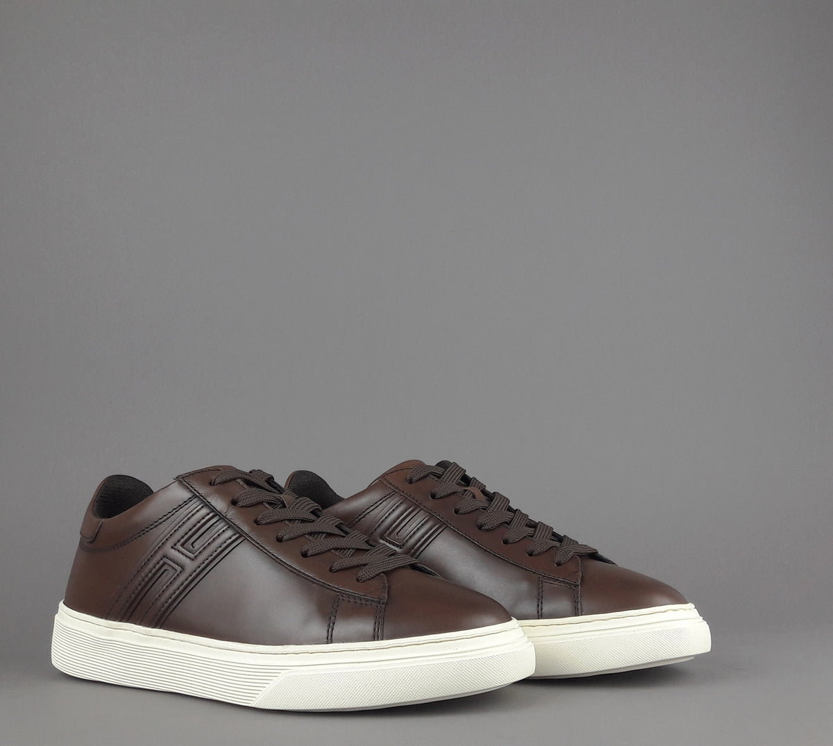 Hogan Sneakers H365 Uomo Pelle Marrone Scuro H Canaletto