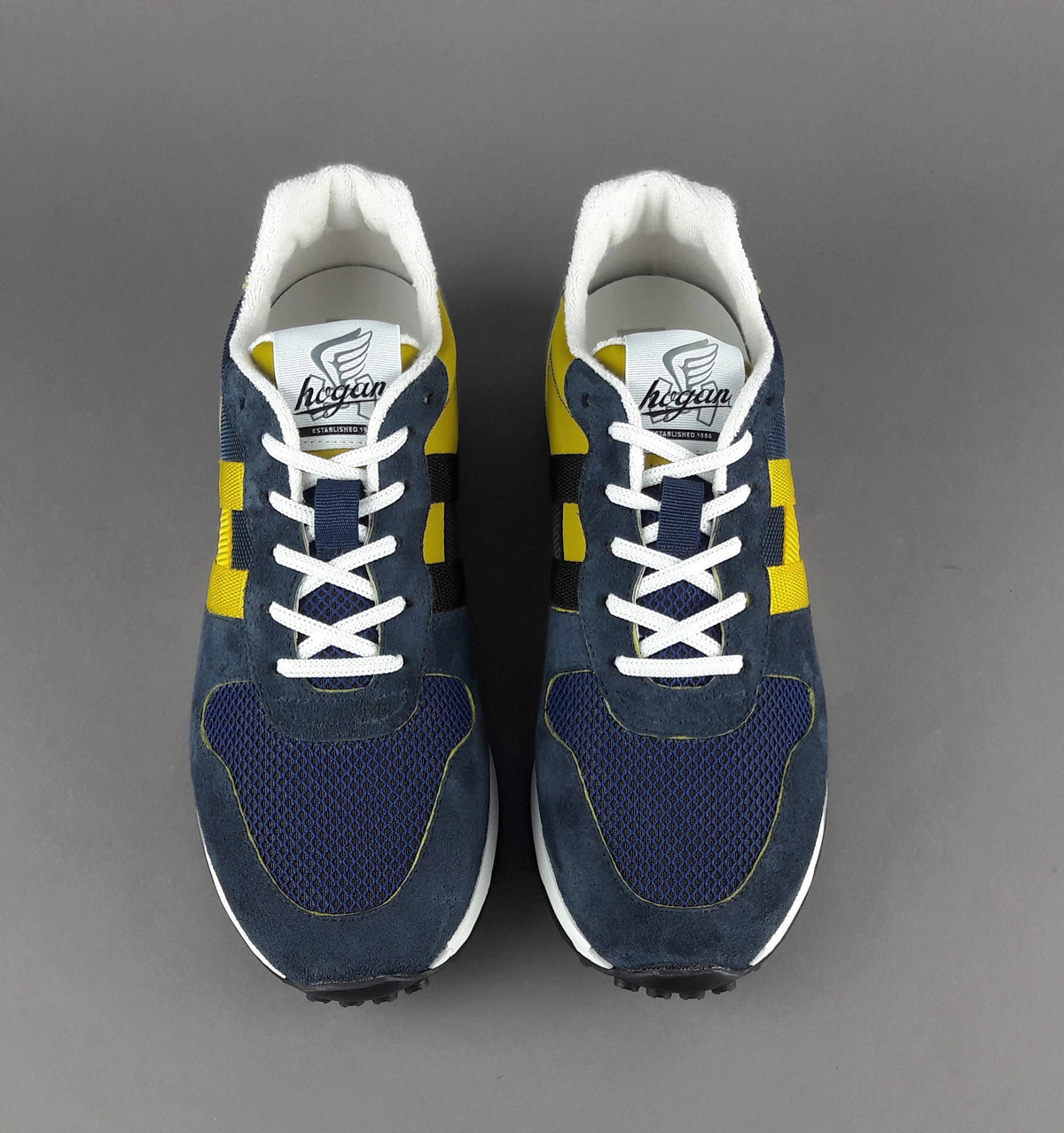 Hogan Sneakers H383 Uomo Camoscio Tela Blu Scuro H Giallo