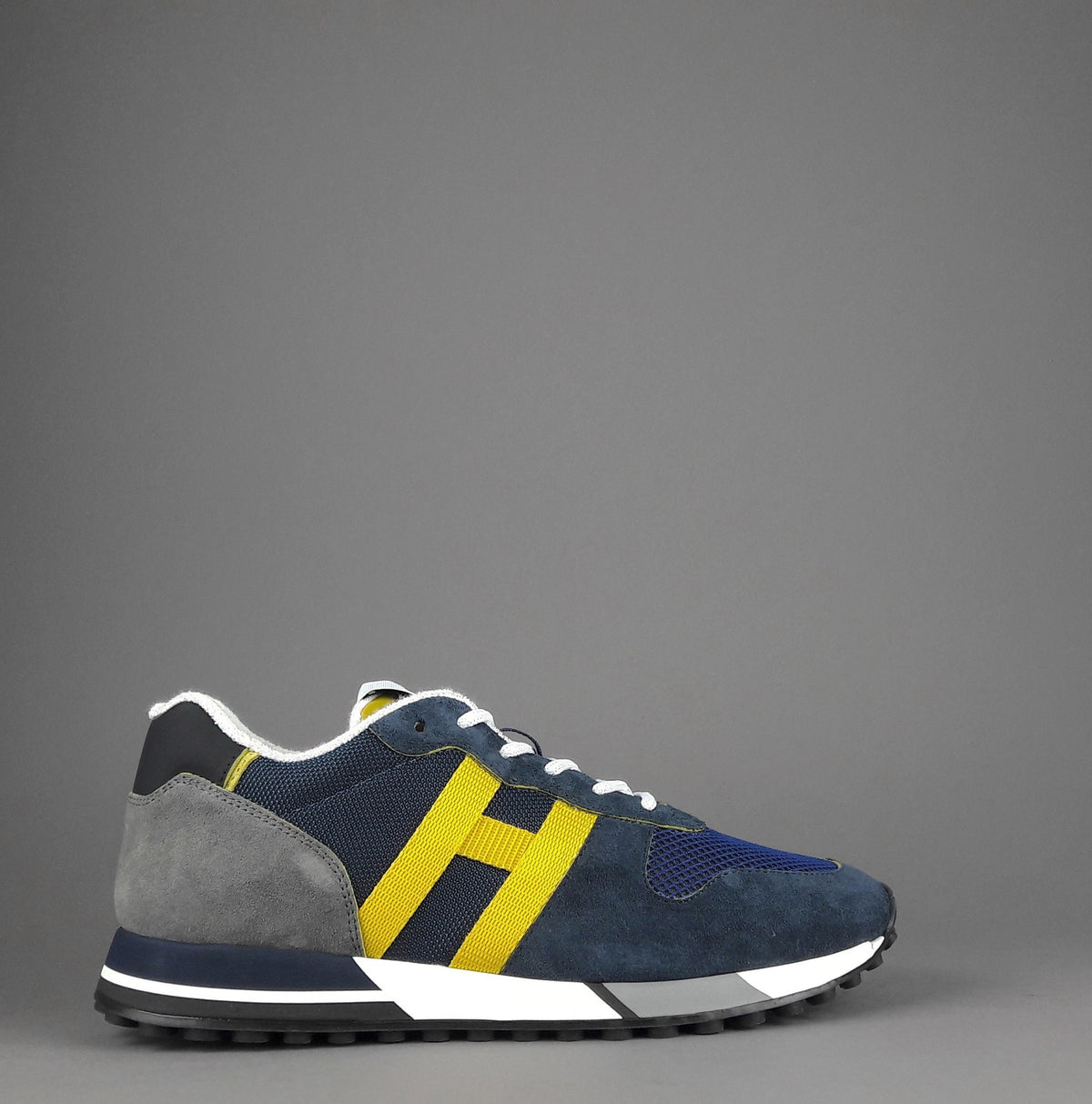 Hogan Sneakers H383 Uomo Camoscio Tela Blu Scuro H Giallo