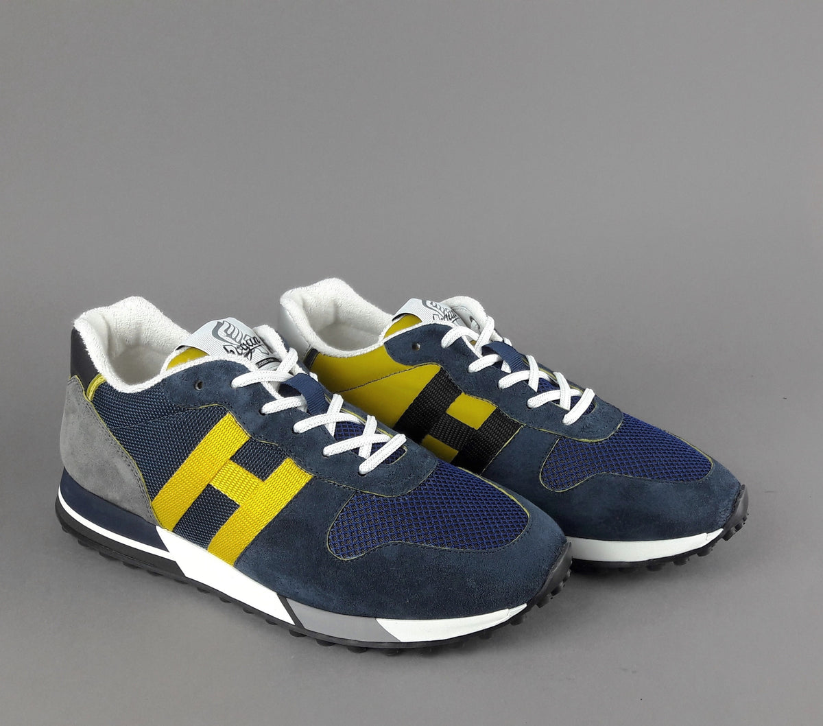 Hogan Sneakers H383 Uomo Camoscio Tela Blu Scuro H Giallo