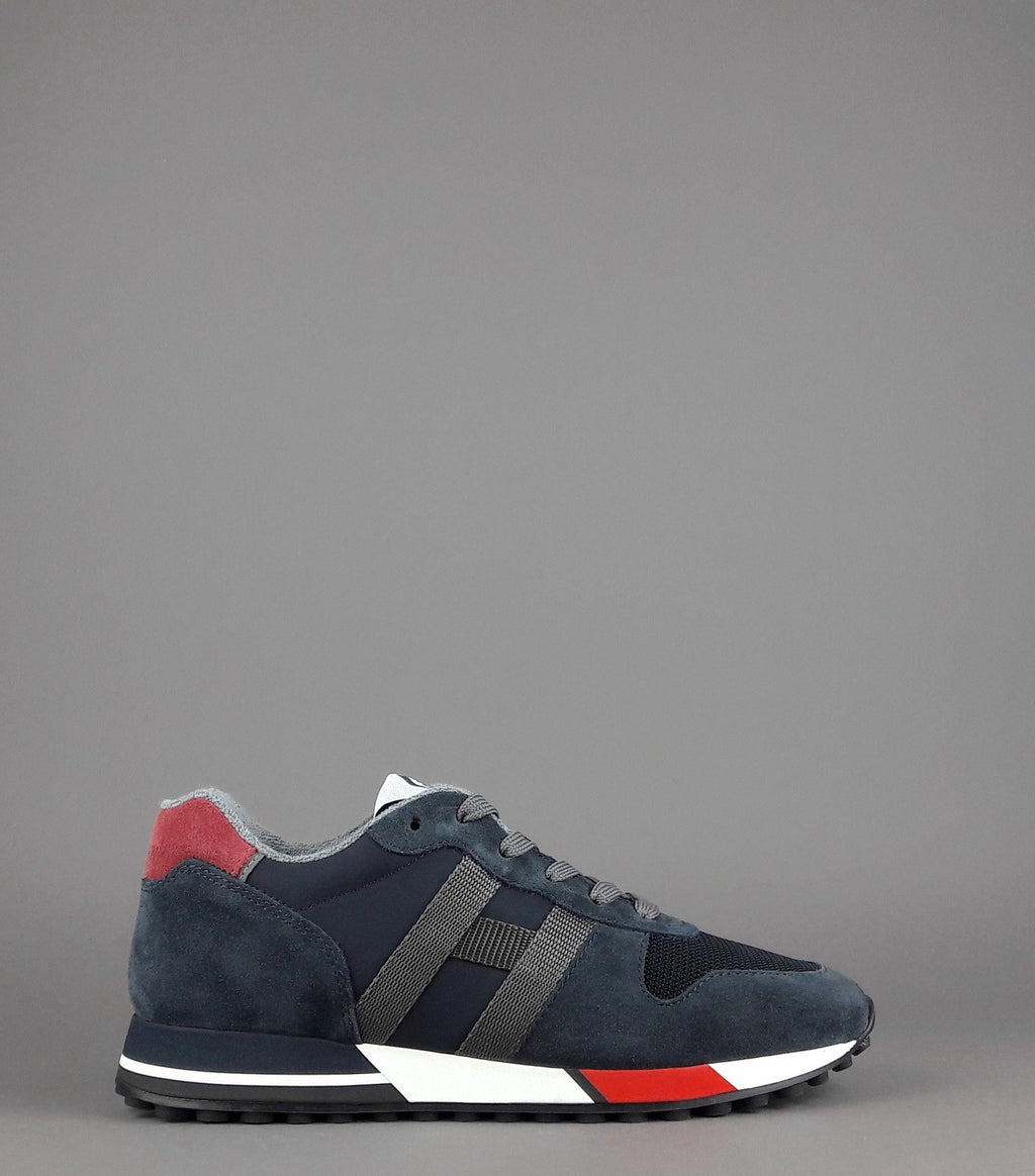Hogan Sneakers H383 Uomo Camoscio Tela Blu Scuro Rosso