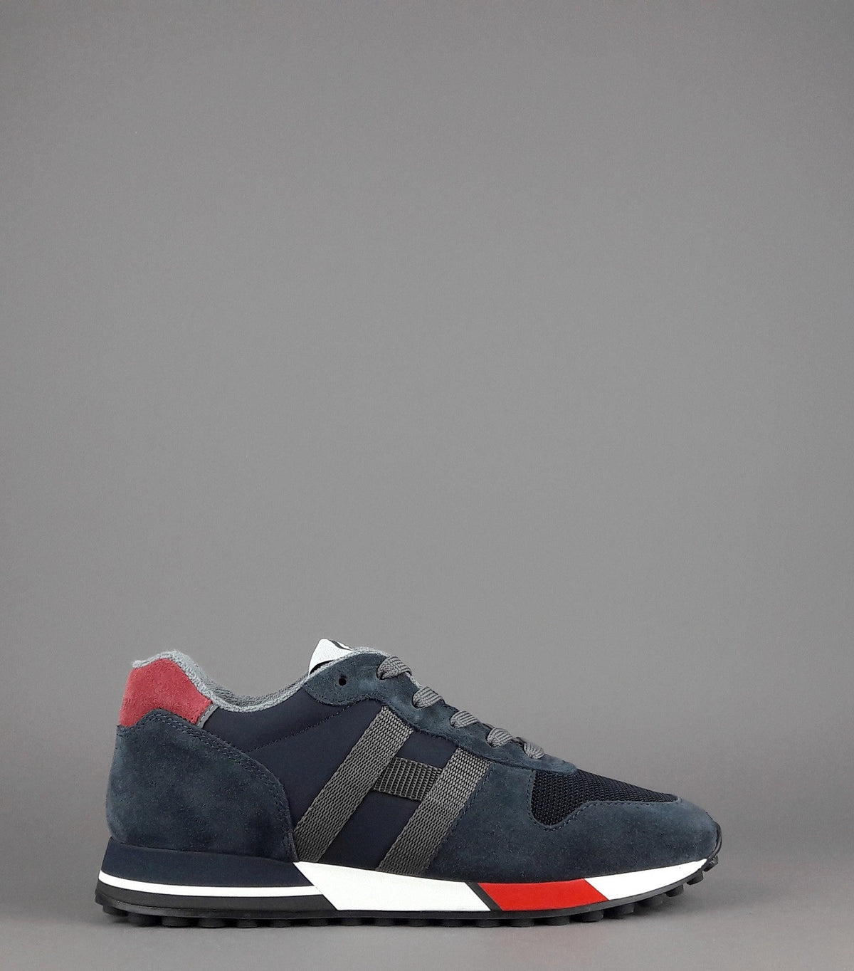 Hogan Sneakers H383 Uomo Camoscio Tela Blu Scuro Rosso
