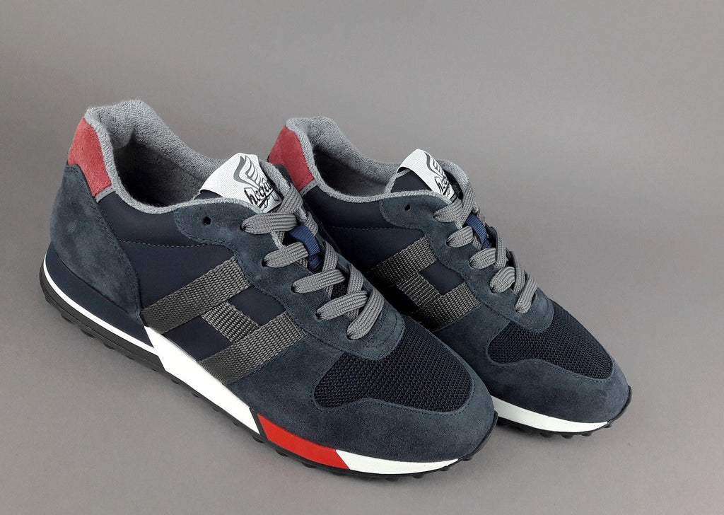 Hogan Sneakers H383 Uomo Camoscio Tela Blu Scuro Rosso