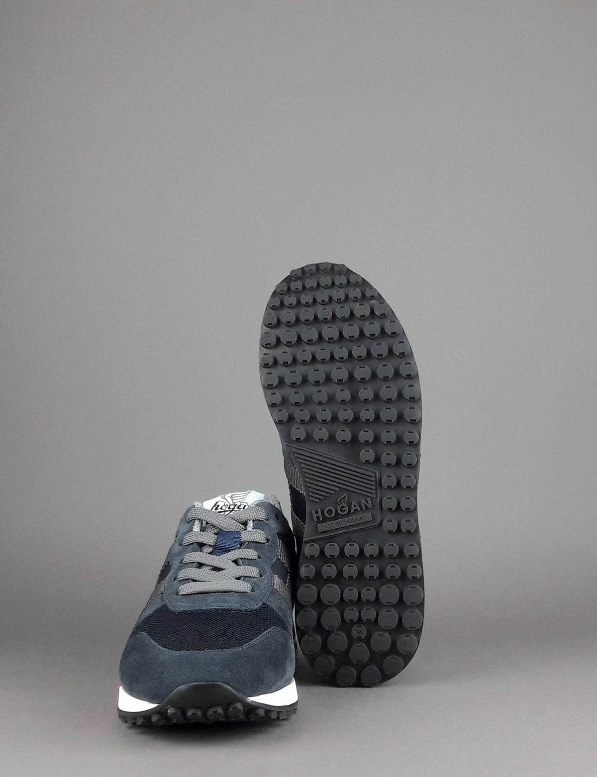 Hogan Sneakers H383 Uomo Camoscio Tela Blu Scuro Rosso