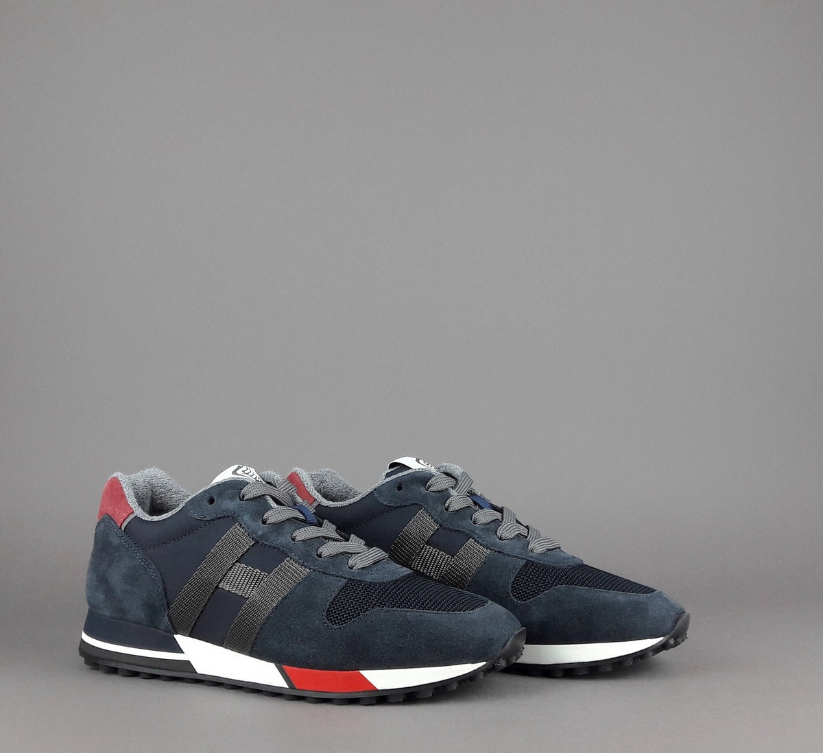 Hogan Sneakers H383 Uomo Camoscio Tela Blu Scuro Rosso