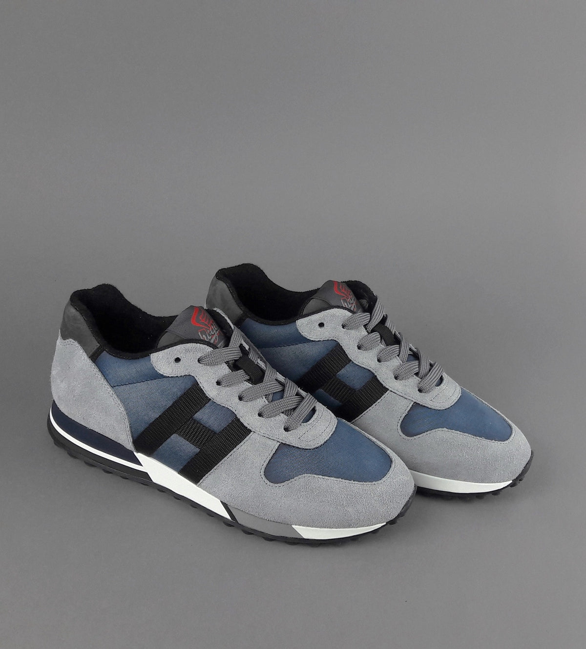 Hogan Sneakers H383 Uomo Camoscio Tela Grigio Chiaro Blu H Tessuto