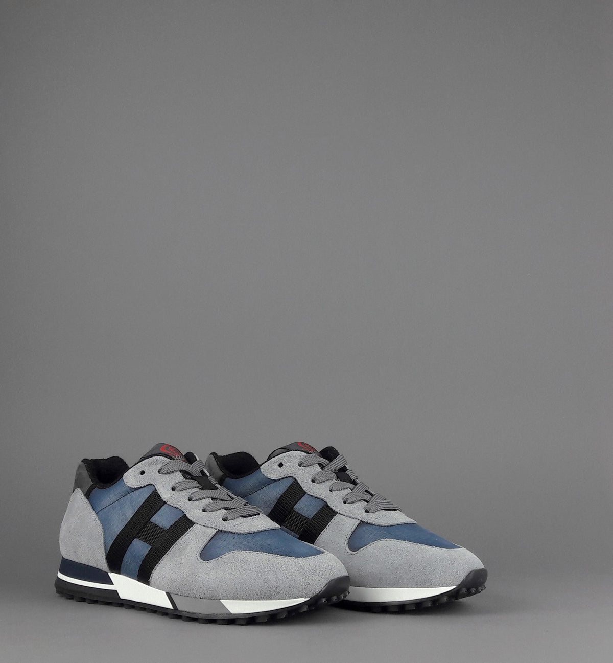 Hogan Sneakers H383 Uomo Camoscio Tela Grigio Chiaro Blu H Tessuto