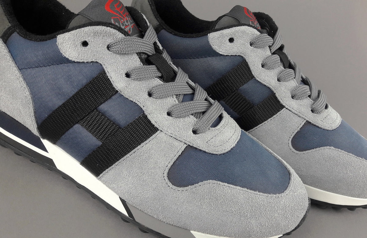 Hogan Sneakers H383 Uomo Camoscio Tela Grigio Chiaro Blu H Tessuto