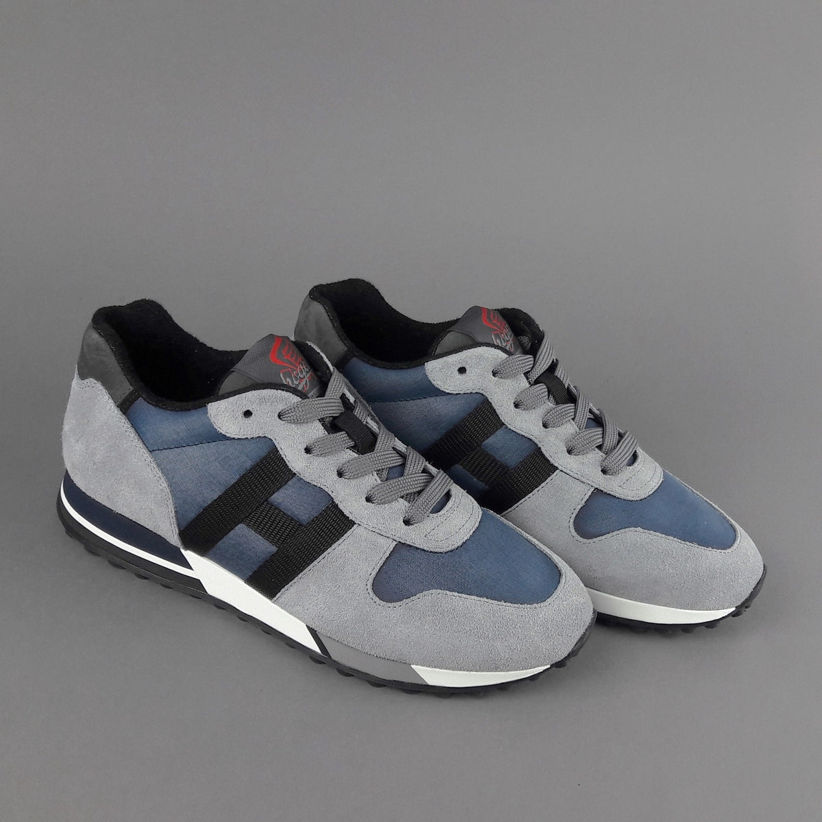 Hogan Sneakers H383 Uomo Camoscio Tela Grigio Chiaro Blu H Tessuto