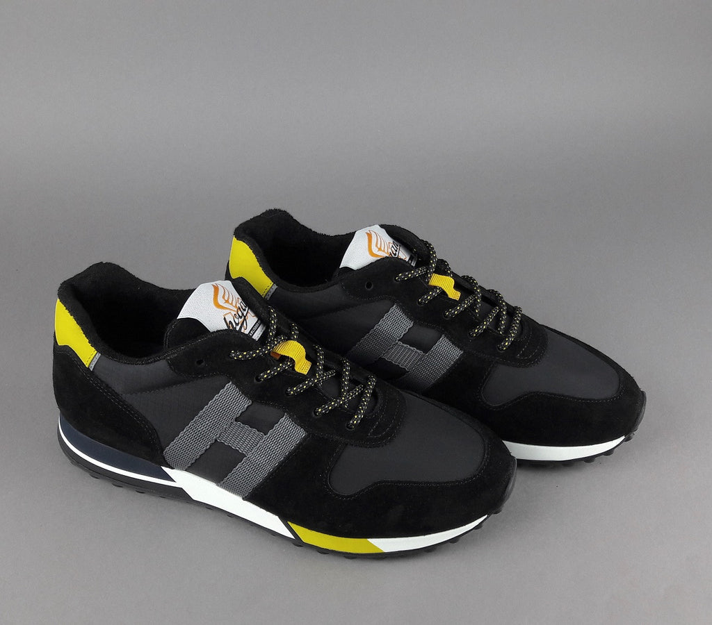 Hogan Sneakers H383 Uomo Camoscio Tela Nero Giallo
