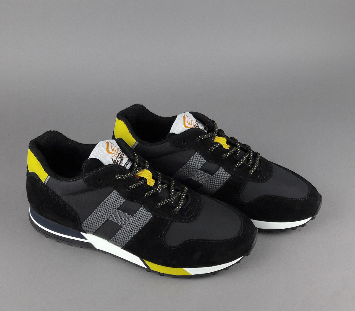 Hogan Sneakers H383 Uomo Camoscio Tela Nero Giallo