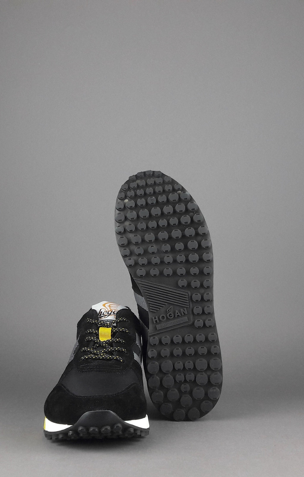 Hogan Sneakers H383 Uomo Camoscio Tela Nero Giallo