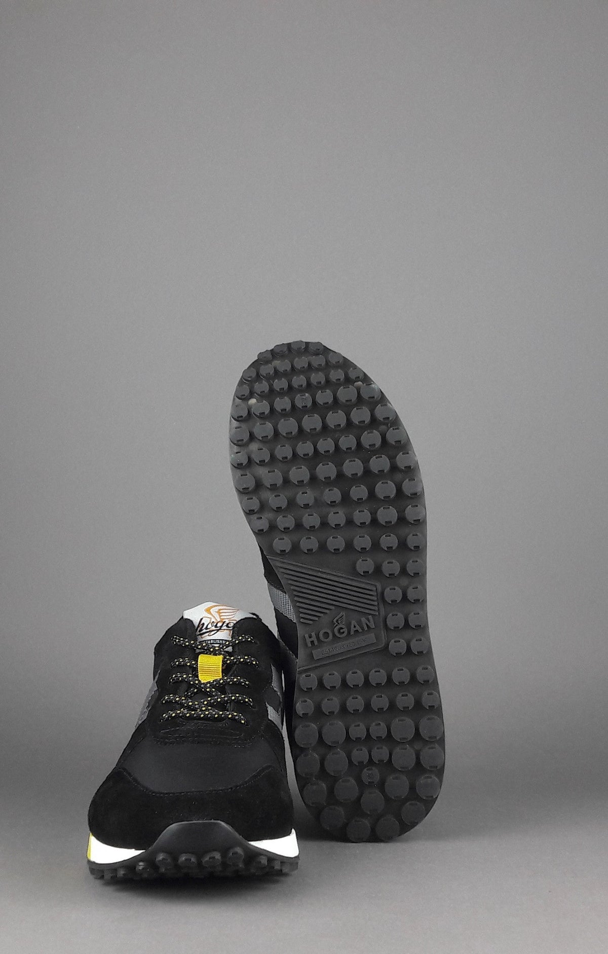 Hogan Sneakers H383 Uomo Camoscio Tela Nero Giallo