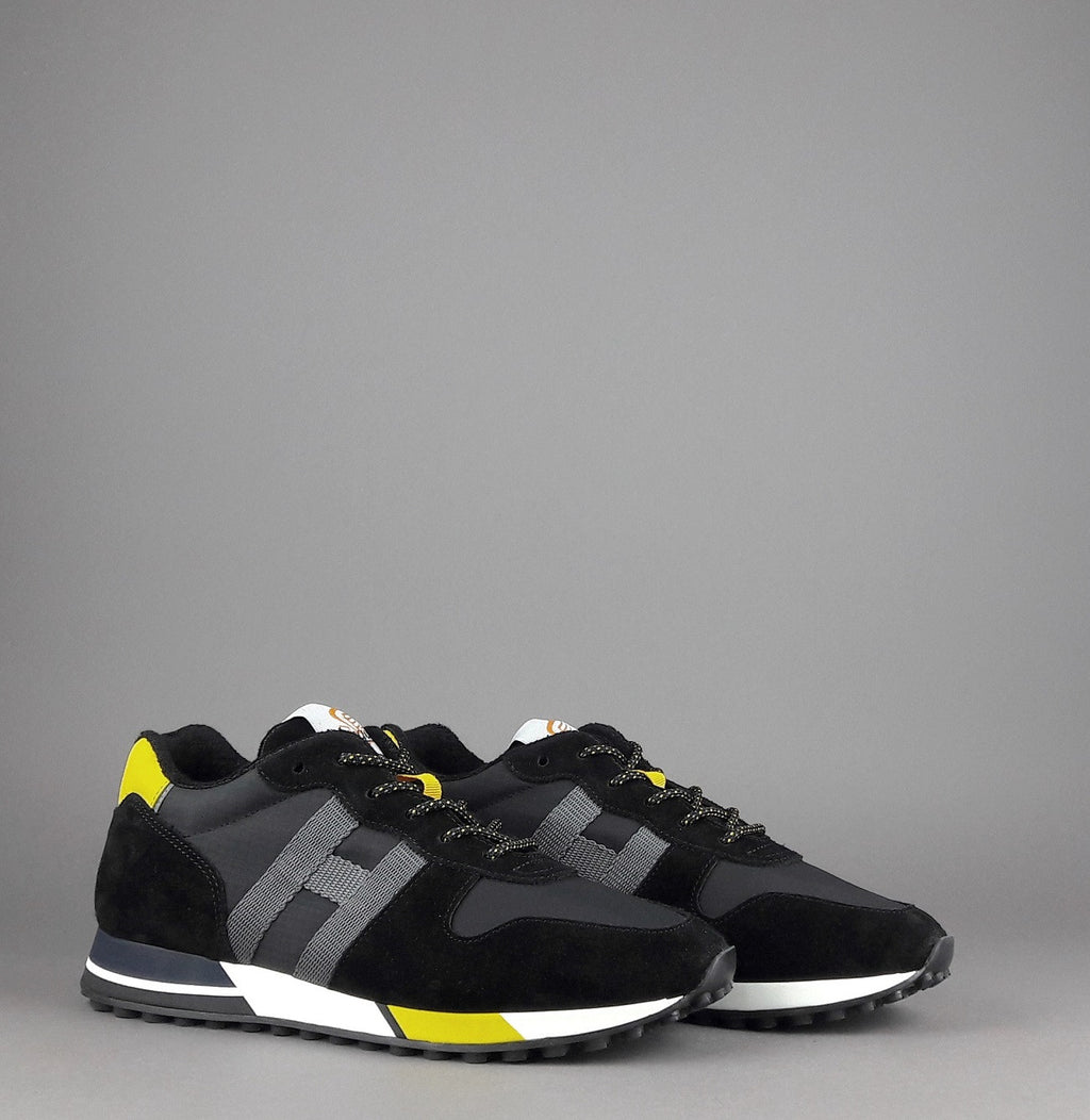 Hogan Sneakers H383 Uomo Camoscio Tela Nero Giallo