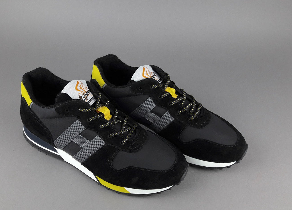 Hogan Sneakers H383 Uomo Camoscio Tela Nero Giallo