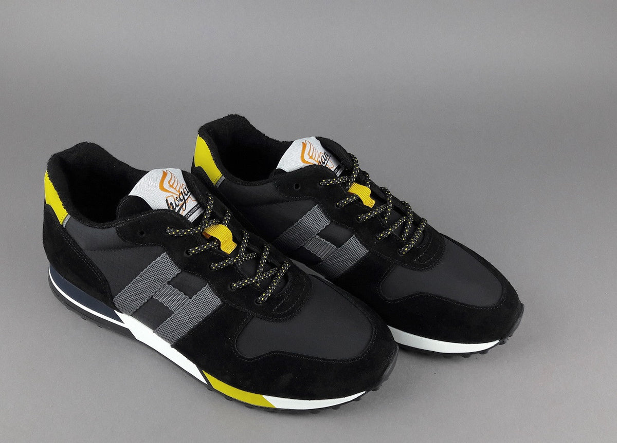 Hogan Sneakers H383 Uomo Camoscio Tela Nero Giallo