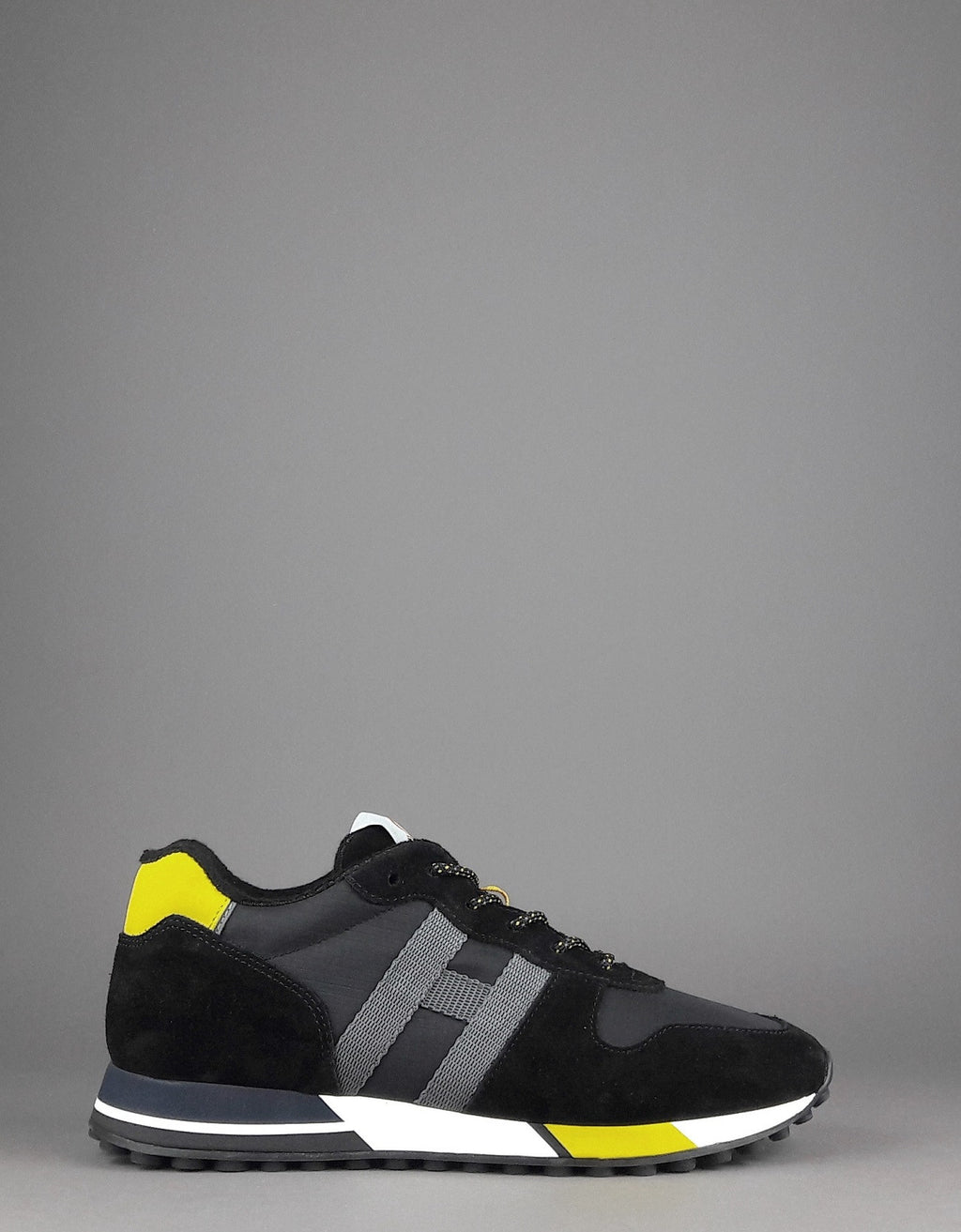 Hogan Sneakers H383 Uomo Camoscio Tela Nero Giallo
