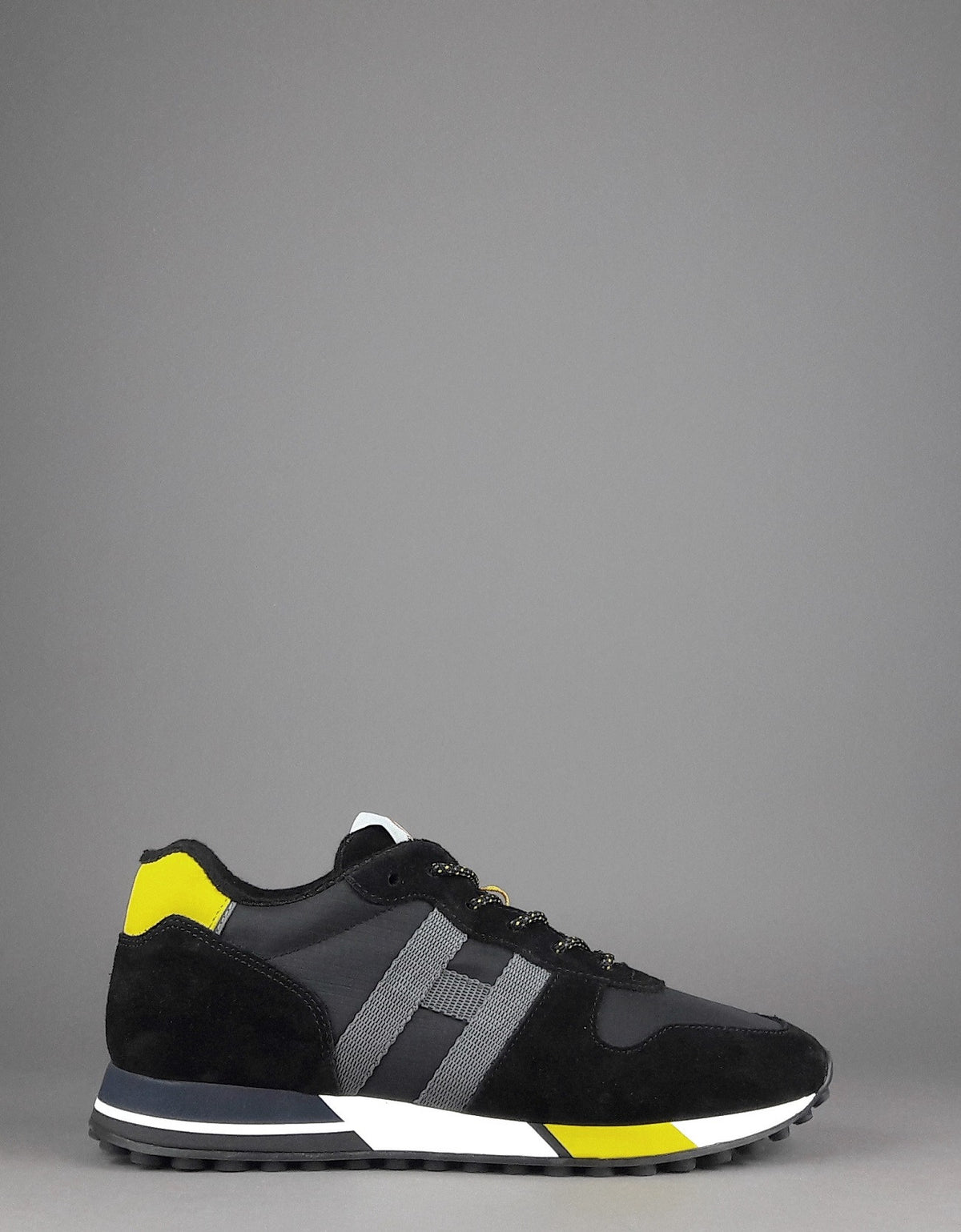 Hogan Sneakers H383 Uomo Camoscio Tela Nero Giallo