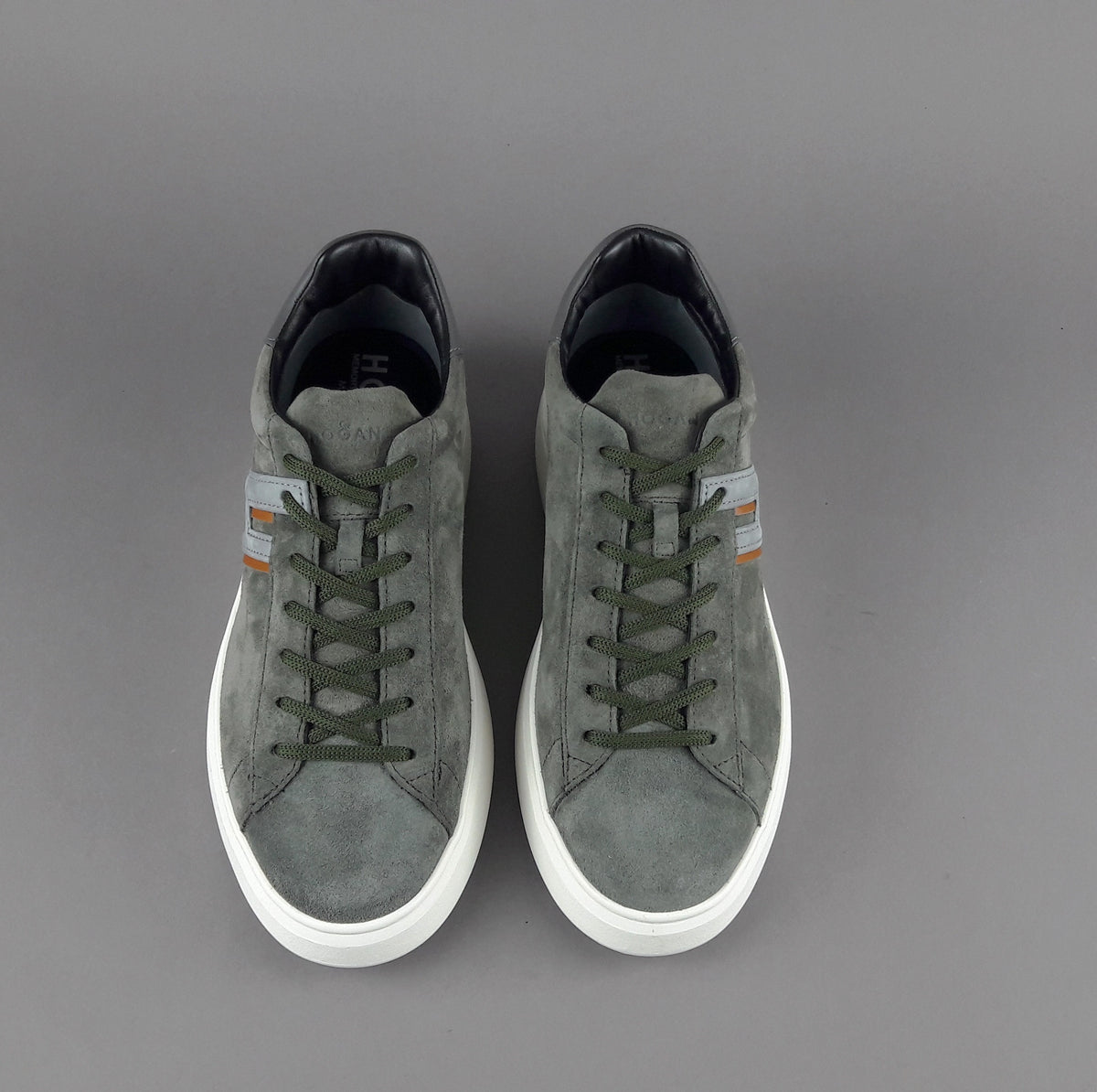 Hogan Sneakers H580 Uomo Camoscio Verde Militare Tenue H Lunga