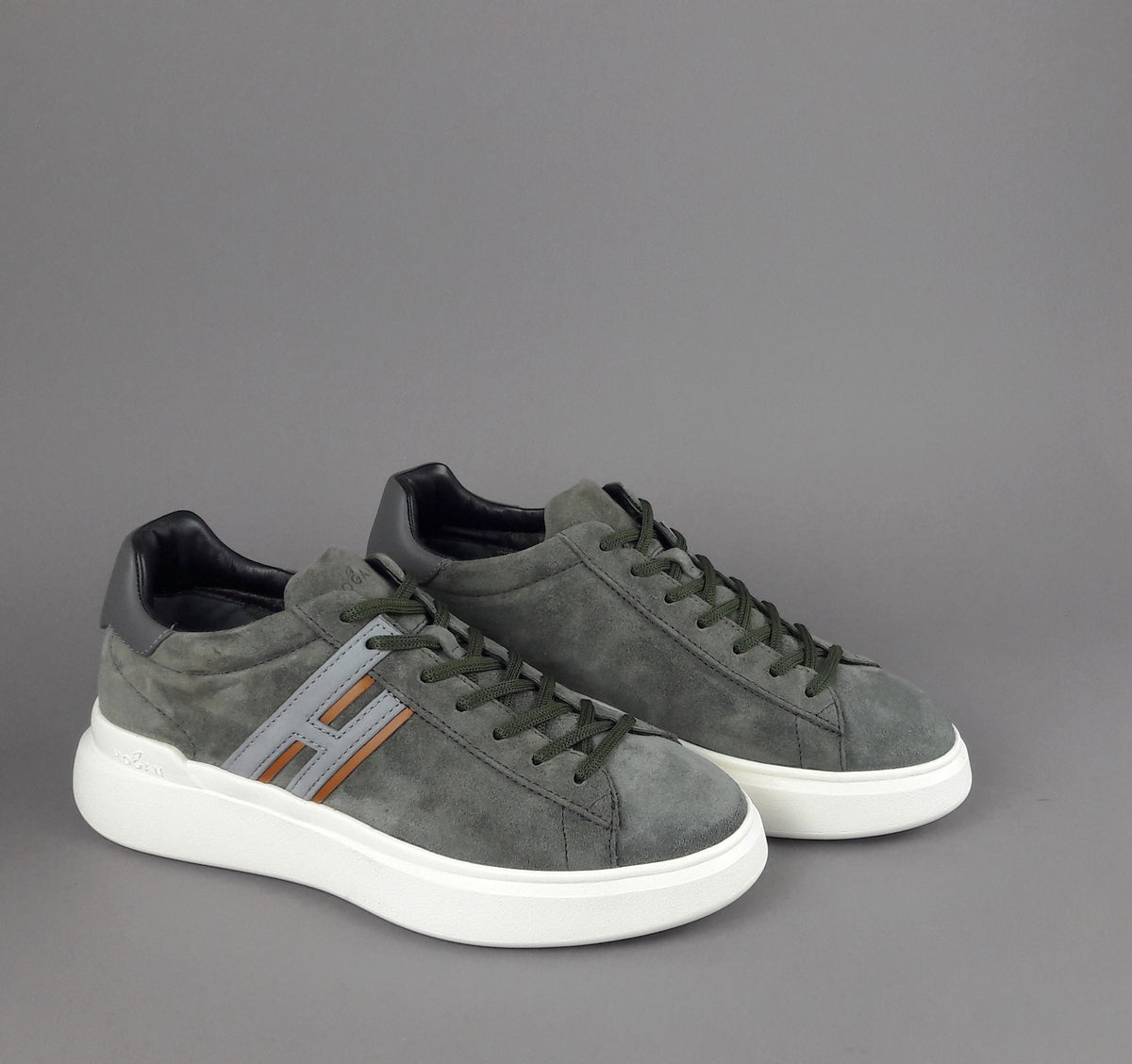 Hogan Sneakers H580 Uomo Camoscio Verde Militare Tenue H Lunga